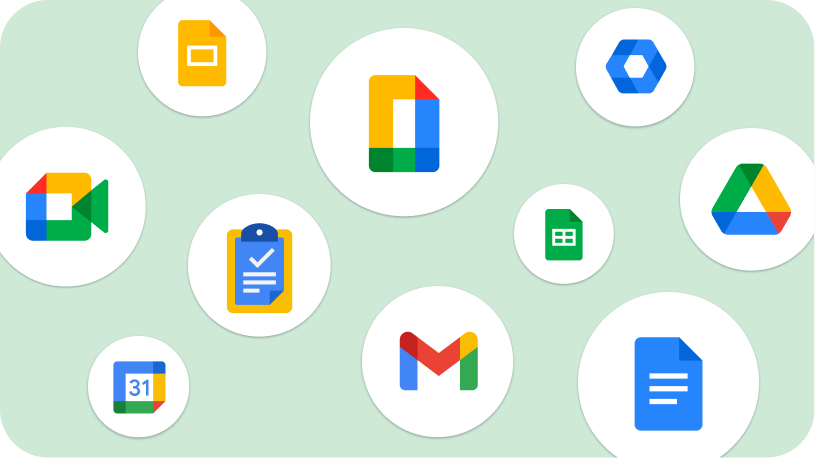The Google Workspace for Education app logos appear together to represent the suite of products LTI provides.
